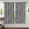 Gray-Blue Leaves Blackout Curtains 63 Inch Length, Room Darkening Curtains by Unknown