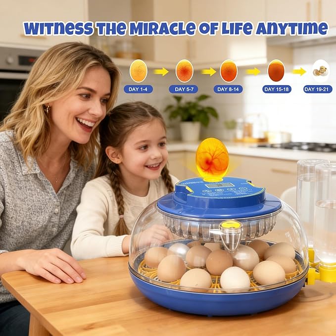 Advanced 18-Egg Incubator for Hobbyists, Dual-Size Egg Trays, Custom Incubation - Image 3