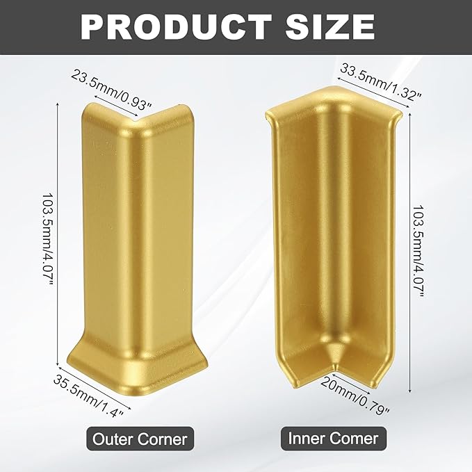 uxcell Self Adhesive Baseboard Corner Blocks, 4.07 Inch Wall Edge Corner - Image 2