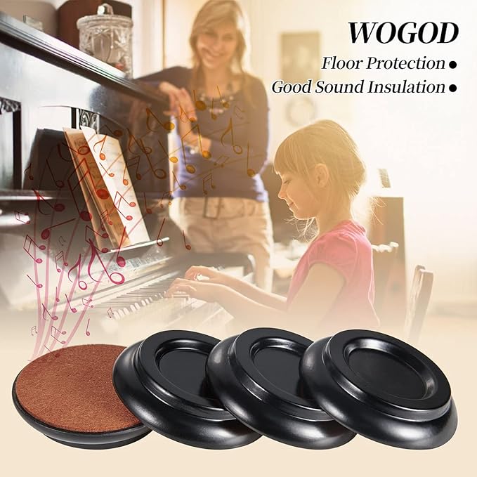 Piano Caster Cups Leg Floor Protectors WOGOD Upright Piano Caster Cups Felt - Image 2