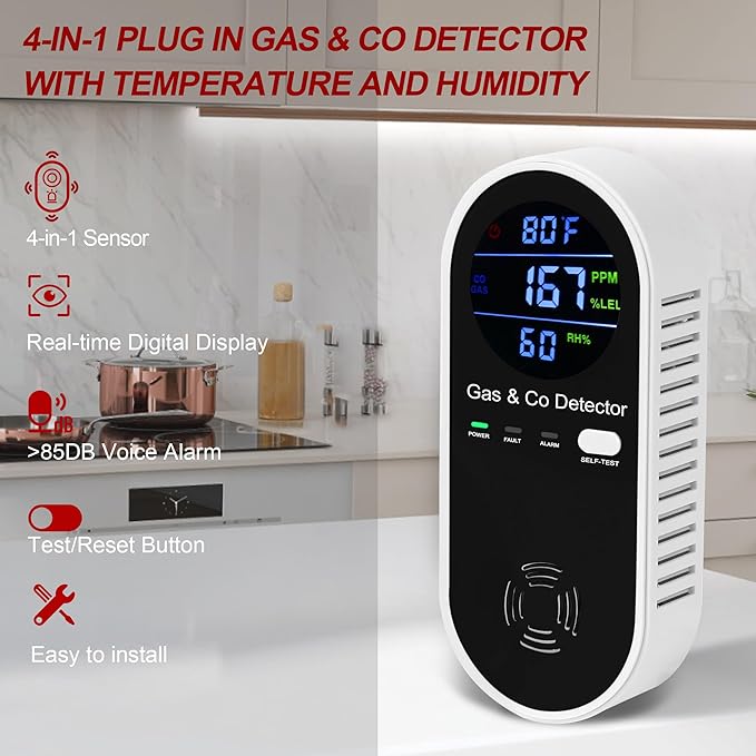Koabbit Explosive-Gas & Carbon-Monoxide-Detectors, Plug in Carbon Monoxide Alarm - Image 4
