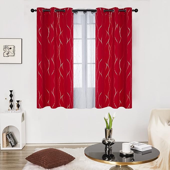 Deconovo Blackout Curtains, Christmas Red Curtain, Thermal Insulated - Image 2