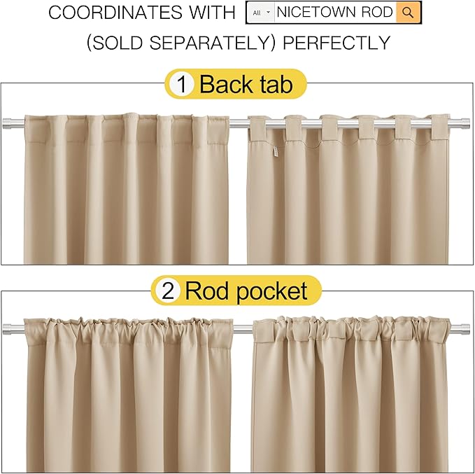 NICETOWN Window Treatment Room Darkening Draperies - Image 3