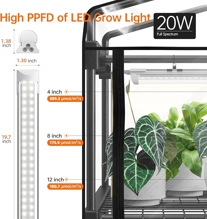 Bstrip Indoor Greenhouse with Grow Light, Mini Green House with 4 Pack 20W Full - Image 4