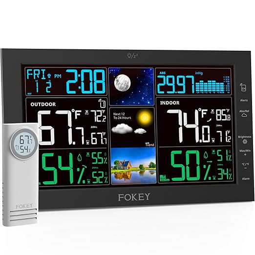Weather Station Wireless Indoor Outdoor, Indoor Outdoor Thermometer Wireless by FOKEYDIRECT