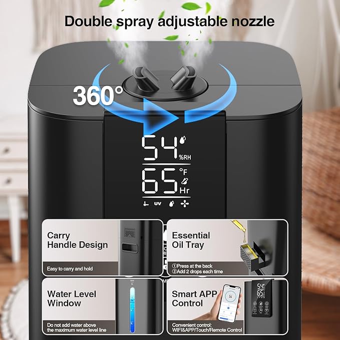 Smart Humidifiers Large Room Bedroom Home, 2.11Gal Quiet Top Fill Cool Mist - Image 6