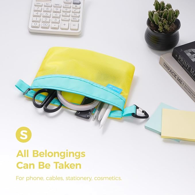 pack all 3 Pcs Water-Resistant Material Zipper Pouch Set, Mesh Zipper Bags - Image 2