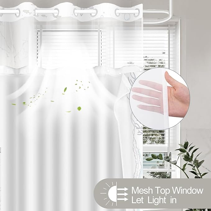 Extra Long No Hook Shower Curtain - Image 4