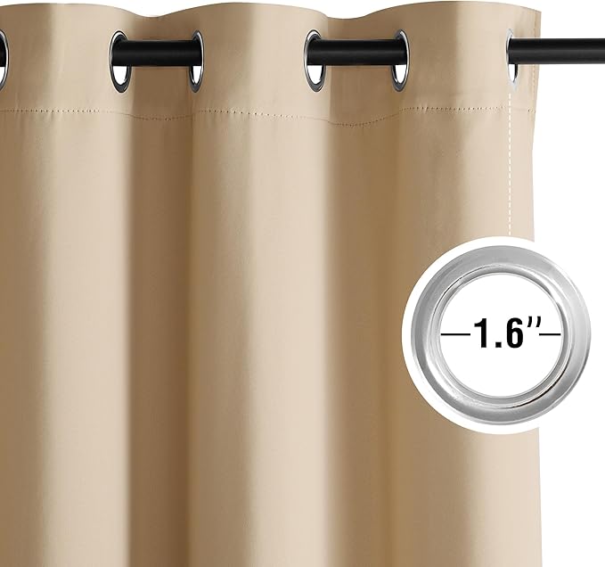 NICETOWN Room Darkening Draperies Curtains Panels, 2 Panels Biscotti Beige W52 - Image 4