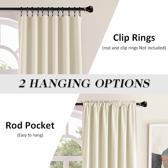 DONREN Thermal Room Darkening Draperies Window Curtain Panels - Image 2