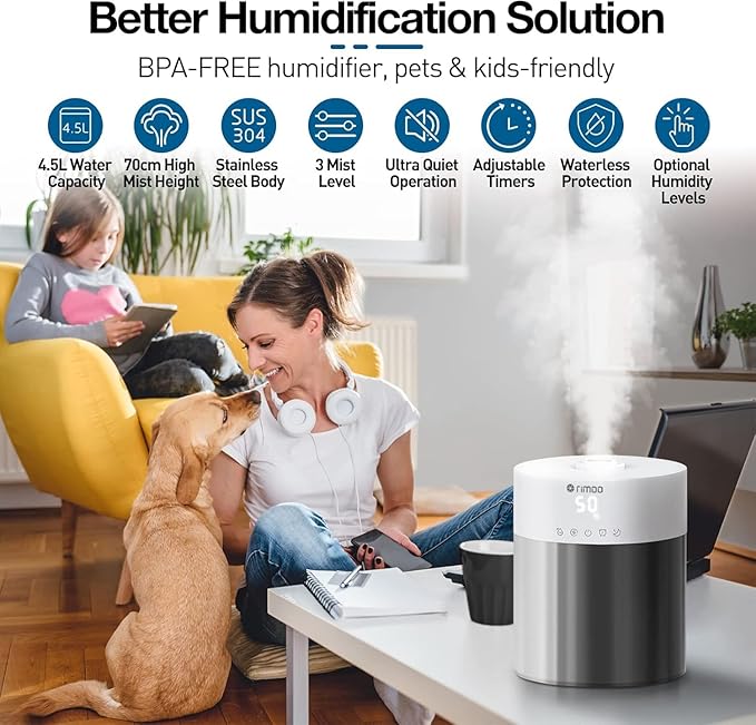 Stainless Steel Humidifier, 4.5L Easy to Clean Humidifier - Image 2