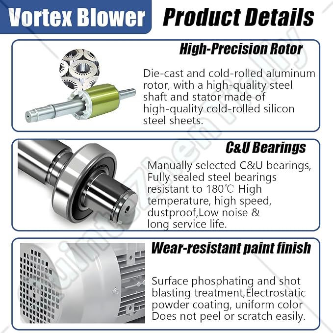 Vortex Ring Regenerative Blower, Single Phase High-Pressure Industrial Vacuum - Image 5