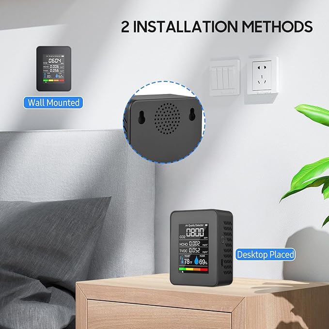 Prefessionall Indoor Air Quality Monitor, 5 in 1 Portable Smartair Quality - Image 6