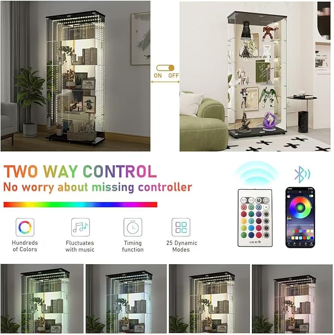 Yoluckea 5 Tiers Glass Display Cabinet - Image 3