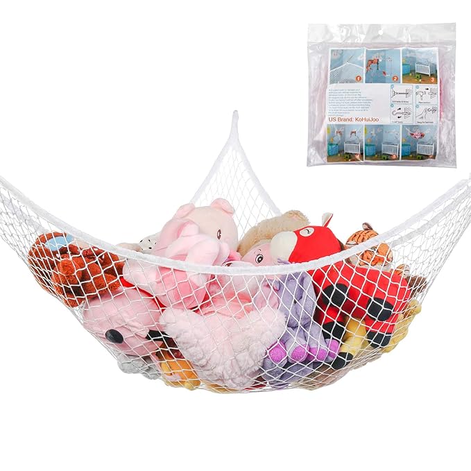 Toy Hammock, Stuffed Animals Hammock, Jumbo Toy Storage Net 83" Wall Sling by KOHUIJOO