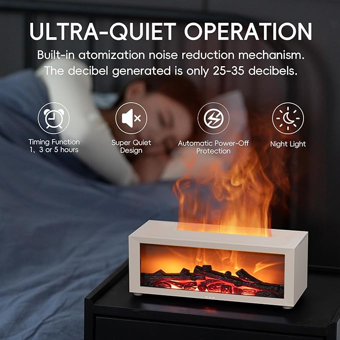 Essential Oil Diffuser, 7 Colors Fireplace Flame Fire Oil Diffuser, 150ml - Image 4