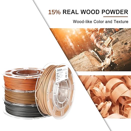 AMOLEN Wood PLA Filament Bundle 3D Printer Filament Wood Sets, 3D Printing - Image 2