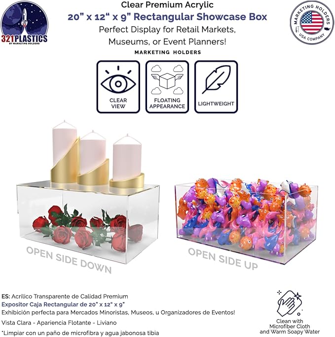 20" x 12" x 9" Acrylic Display Riser Box - Image 2