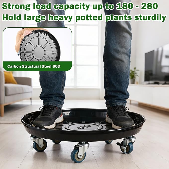 3 Packs Metal Plant Caddy with Wheels 13" Rolling Plant Stand Heavy Duty Plant - Image 5