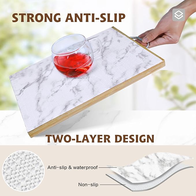 Shelf Liners for Kitchen Cabinets 12in x 30FT, Non Adhesive Drawer Liner Marble - Image 2