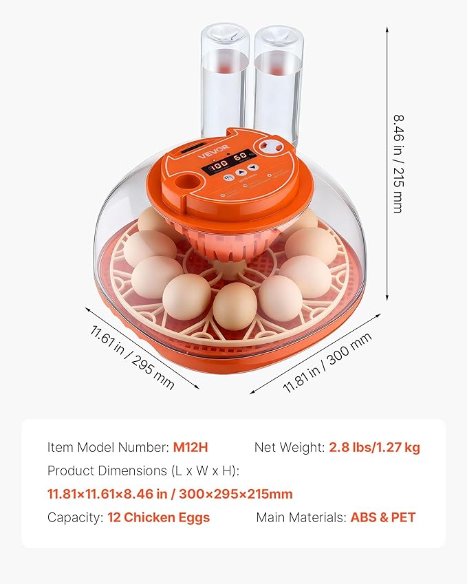 VEVOR 12 Egg Incubator, Automatic Egg Turner - Image 7
