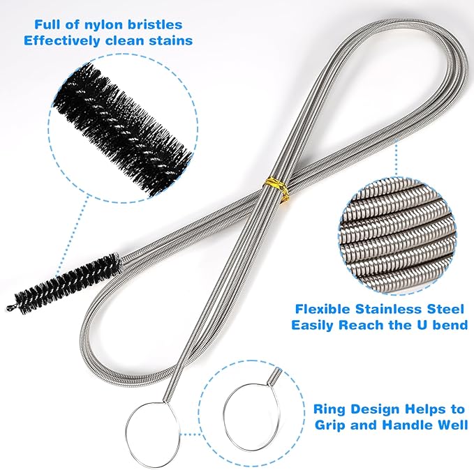 Cleaning Brushes Set, 10 Pieces 8 Inch Nylon Tube Brush + 60 Inch Flexible Long - Image 3