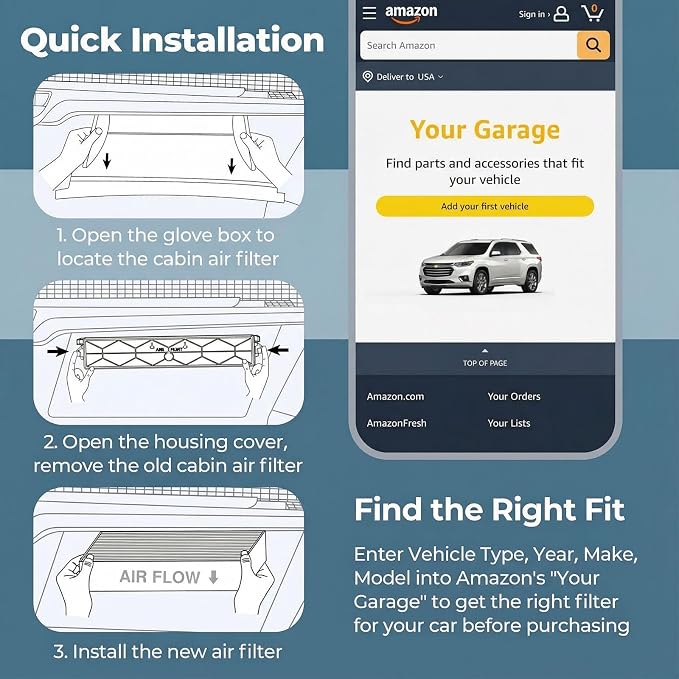UIU Cabin Air Filter with Activated Carbon Compatible with Kia Sorento 3.3L V6 - Image 7