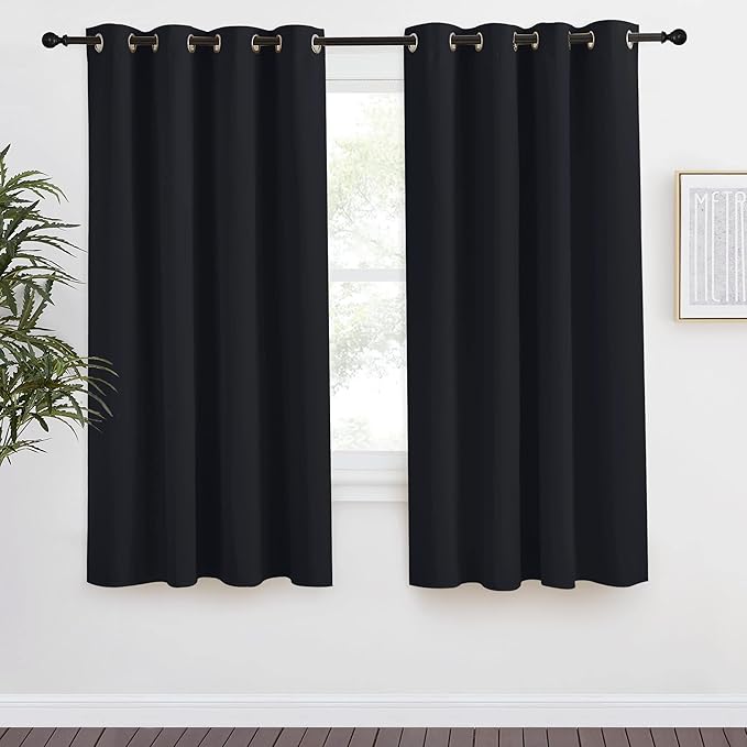NICETOWN Black Blackout Curtain 68 inch Length, W55 x L68 Inch, 8 Grommets Top by NICETOWN