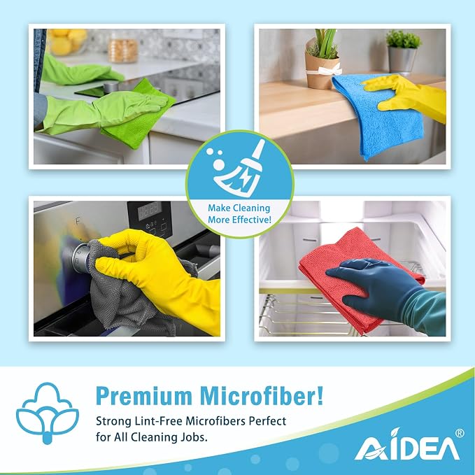 AIDEA Microfiber Cleaning Cloth Blue-100PK, Soft Absorbent Shop Rags, - Image 7