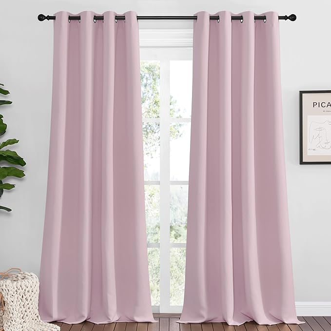NICETOWN Baby Pink Blackout Curtains 102 inches Length by NICETOWN