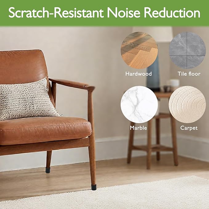 3/4" Silicone Chair Leg Floor Protectors, Rubber Chair Leg Caps, Non-Slip - Image 3