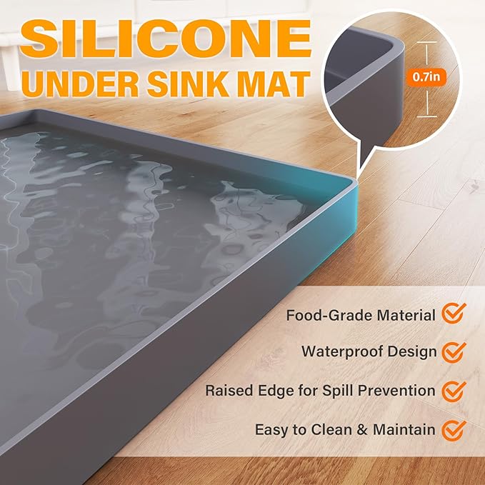 FLATO Waterproof Under Sink Mat 40" x 19" Shelf Liner - Image 2