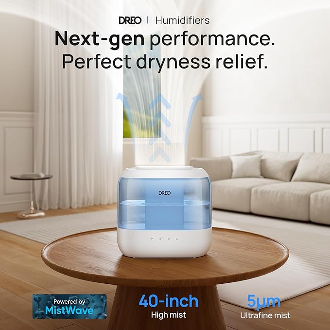 Dreo Humidifiers for Bedroom, 4L Top Fill for Large Room, 36H Runtime, 28 dB - Image 2