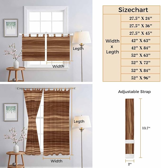Brown Western Bedroom Curtains 72 Inch Length, Window Curtains Tab Top - Image 8