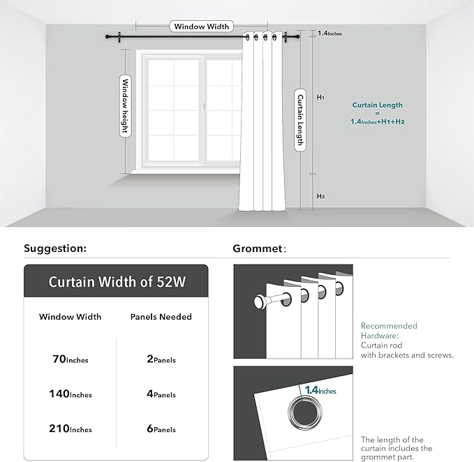 Deconovo Room Darkening Curtain, Thermal Insulated Noise Reducing Drapes - Image 5