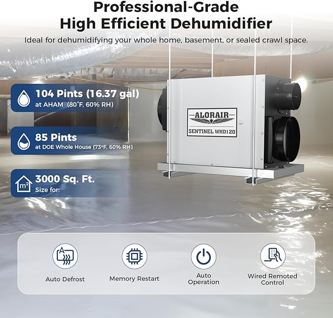 ALORAIR Whole House Dehumidifier, 104 PPD Commercial Grade Whole Home - Image 8