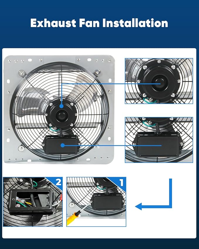 KEN BROWN 12 Inch Shutter Exhaust Fan, Gable Vent Fan, Wall Mount Ventilation - Image 8