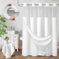 No Hook Shower Curtain with Fabric Liner White Hotel Waffle 75" L x 72" W by Unknown