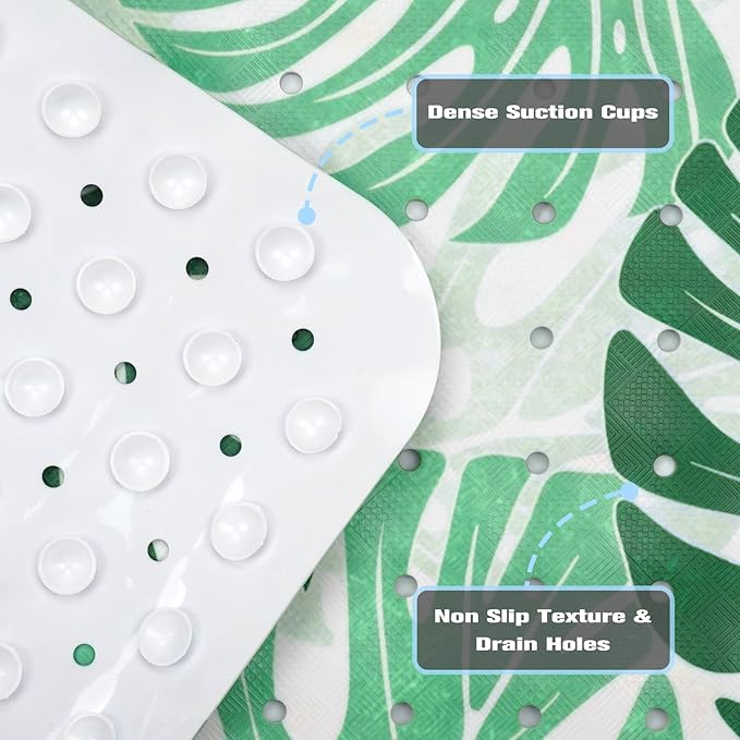 Tropical Leaves Bathtub Mat Non Slip, Boho Bath Tub Mat Baby Bath Mats - Image 3