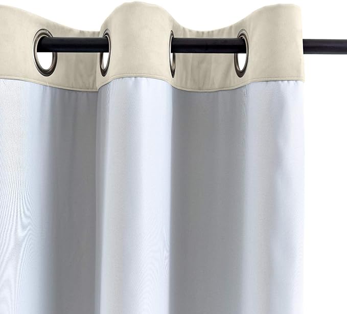 ChadMade Blackout Lined Premium Velvet Curtain Ivory 100Wx108L Inch, Eyelet - Image 3