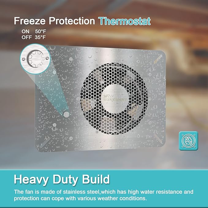 Stainless Steel Crawl Space Vent Fan - Image 2