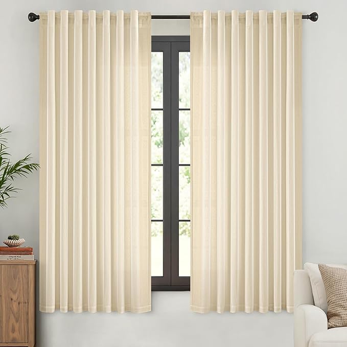 MIULEE Beige Thermal Insulated Curtains 63 Inches Long 2 Panels Set - Image 9