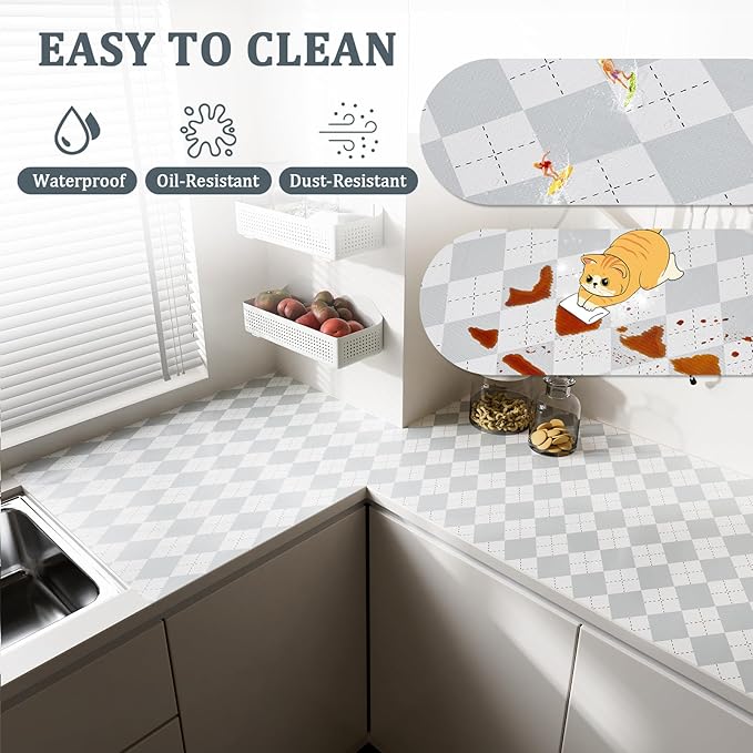 Shelf Liner for Kitchen Cabinets 24" x 360" Non-Adhesive Non-Slip Drawer Liners - Image 3