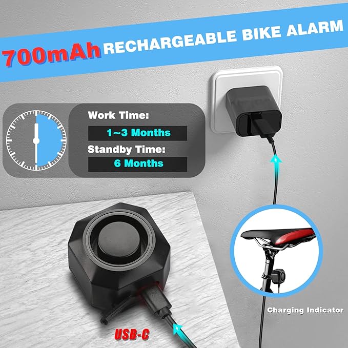 WSDCAM USB Rechargeable Bike Alarm - Image 2