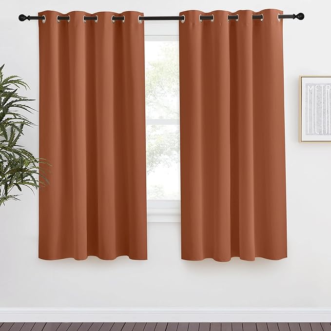 NICETOWN Blackout Burnt Orange Curtain & Drape, Burnt Orange, W55 x L68 by NICETOWN