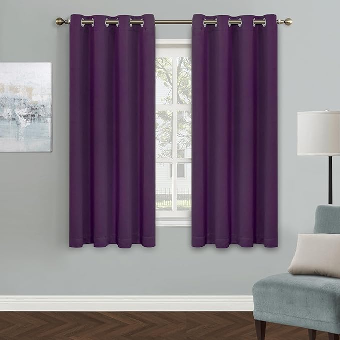 MYSKY HOME Bedroom Curtains 63 Inch Long Blackout Curtains by MYSKYHOME