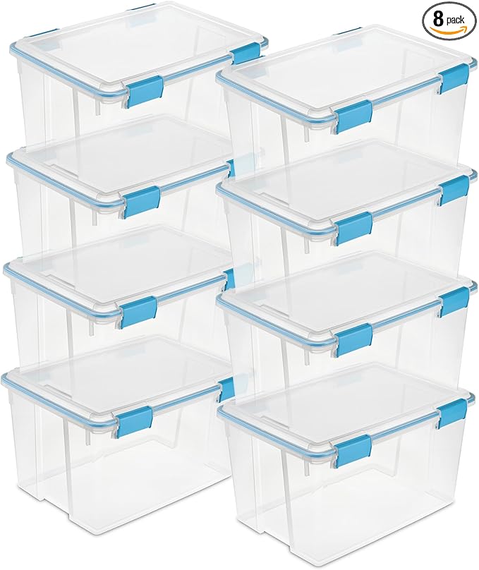 Sterilite 8-Pack Gasket Box, Weather-Resistant Storage Bins by Sterilite