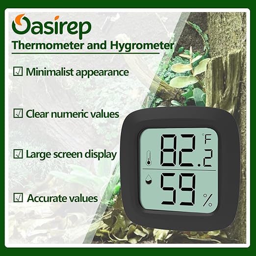 Black Reptile Thermometer and Hygrometer – LCD Digital Temp & Humidity Gauge - Image 3