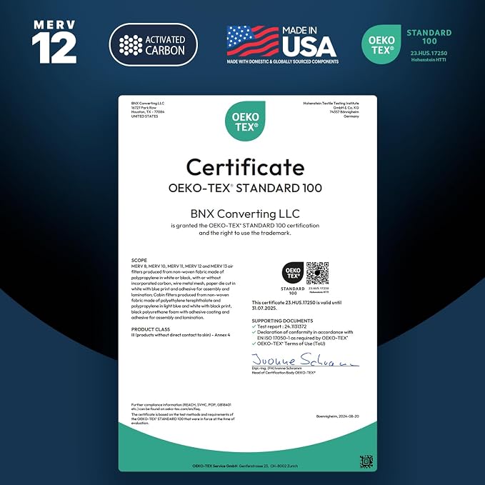 BNX TruFilter 18x18x1 MERV 12 Odor Defense AC Furnace Air Filter - Image 6