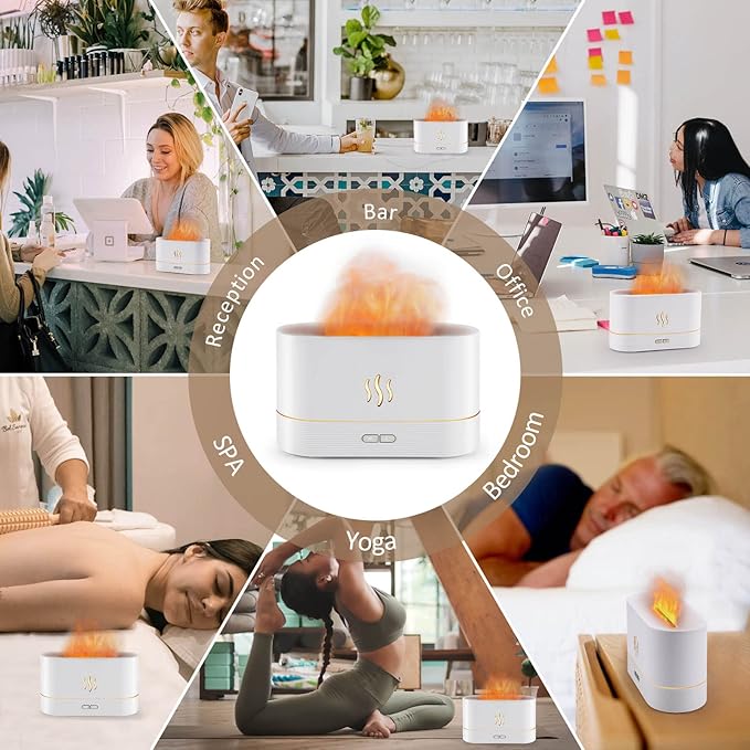 Flame Diffuser Humidifier-Auto Off 180ml Essential Oil Diffuser-2 Modes - Image 8